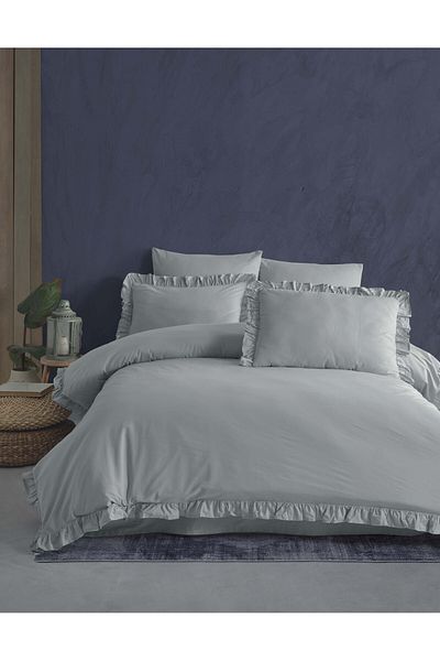 Altınbaşak Dowry Frilly 100% Cotton Urban&Chic Double FLORITE Duvet Cover Set 6 Pieces "IN A SPECIAL BOX"