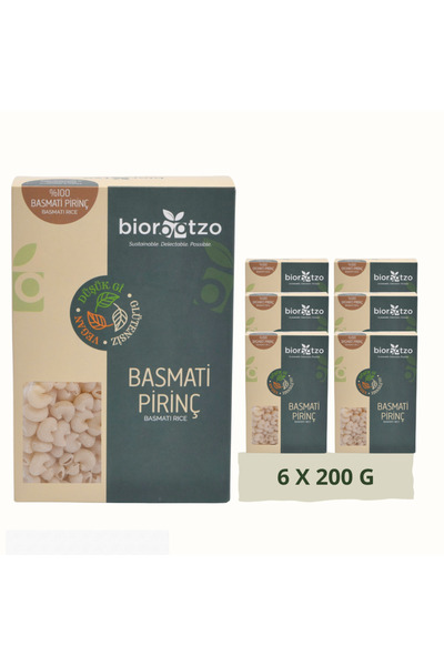 Biorootzo Glutensiz ve Vegan Basmati Pirinc Pipe Rigate Manti Makarnasi 6 Paket ( 6x 200g)