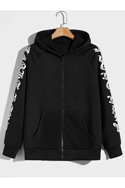 Adrift Fermuarlı Sweatshirt Manfinity EMRG Men Letter Graphic Raglan Sleeve
