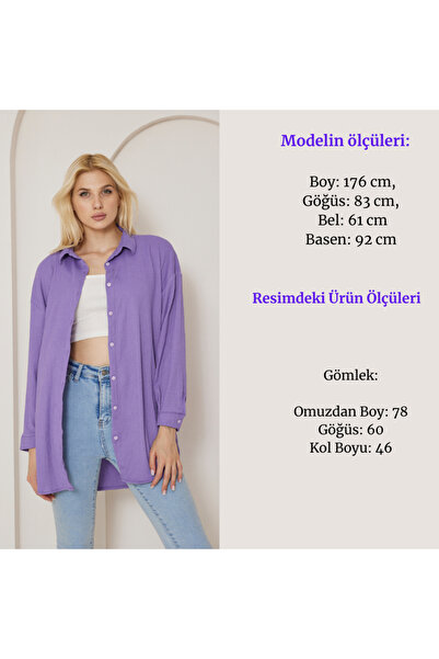 brako tekstil Kadın Oversize Börülce Kumaş Gömlek