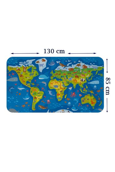 Ne verelim size World Map Wall Sticker for Educational Kids and Baby Room - 85x130mm
