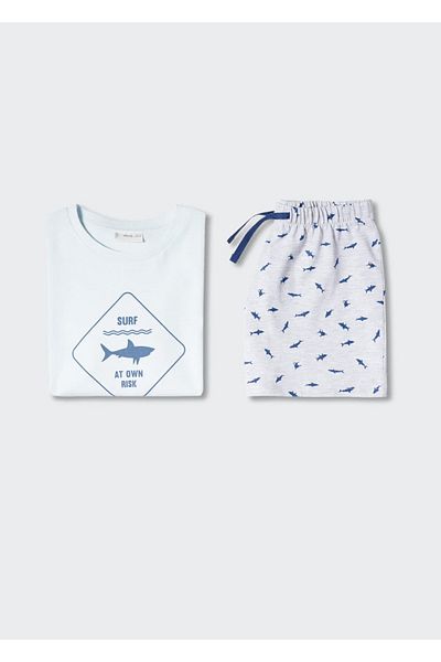 MANGO Kids Gemusterter Baumwollpyjama