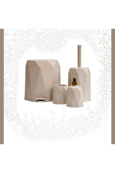 LeesHome Σετ μπάνιου 4 τεμαχίων κρέμα πλαστικό 5 Lt Κάδος απορριμμάτων Βούρτσα τουαλέτας Σετ νιπτήρα 4 τεμαχίων