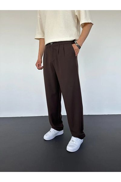 VegaWear Baggy Pleated Fabric Trousers with Belt