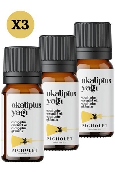 Picholet زيت الأوكالبتوس طبيعي 100% معتمد (زيت الأوكالبتوس العطري) × 3 قطع