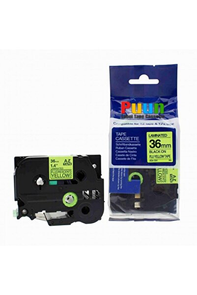 PUUN Brother P-Touch TZE-C61 36mm X 8m Evidențiat Galben Negru pe Galben Band...