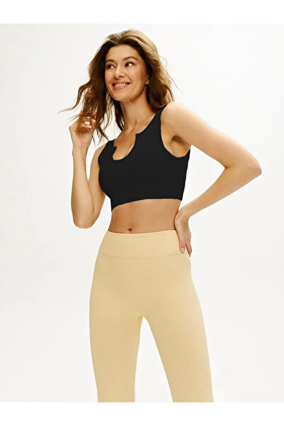 MİSTİRİK Модель Florio Безшовна приталена модель Orme Безшовна модель Напівбюстьє кроп чорний колір