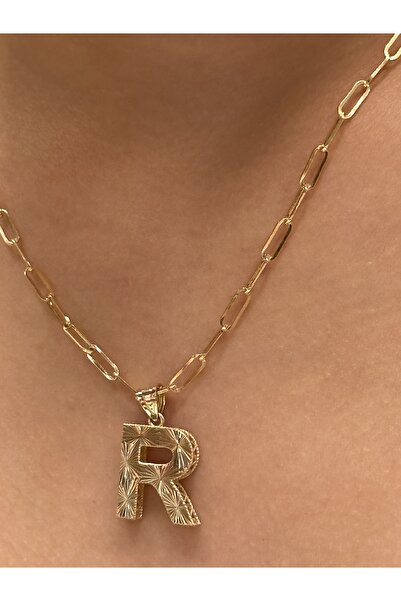 Hakan Güler Kuyumculuk Altın 3 Boyutlu R Harfli Ataç Zincir