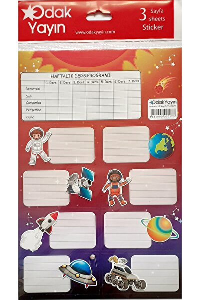ODAK YAYIN Etichetă școlară 3 în 1 Program de cursuri Spațiu