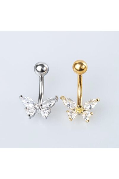 Piercing Göbek Kelebek Taşlı