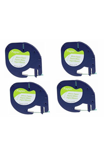 PUUN Bandă echivalentă LetraTag 59421 721510 Etichetă de hârtie albă pe negru 12 mm X 4 mt 4 buc.