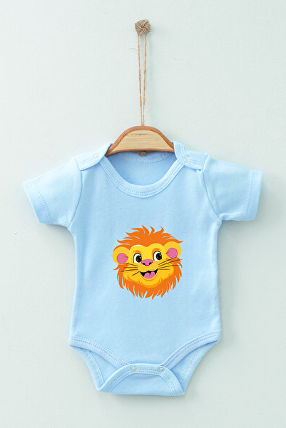ADABEBEK 100% Cotton Organic Cute Lion Short Sleeve Bodysuit Baby Bodysuit