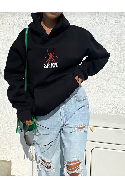 machiavelli عرق بغطاء رأس أسود مطبوع عليه روح