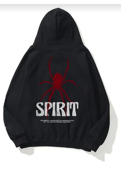 machiavelli Spirit Printed Black Hooded Sweat