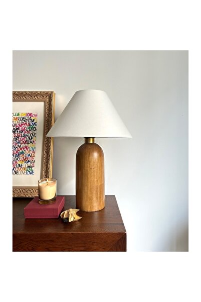 Giran Maye Modern Başlıklı Mantar Ahşap Abajur