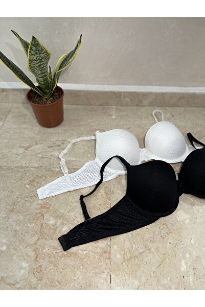 Betimoda Economic Pack of 2 Double Push Up Γεμισμένο με Υποστήριξη Μαύρο Λευκό