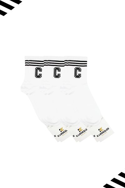 KARDEŞLER ÇORAP Унисекс тенис чорапи с шарка на буквата C (LETTER SOCKS) 3 чифта