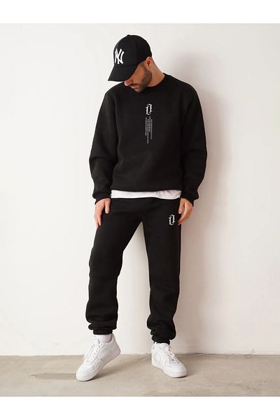 aynewmoda Set de trening pentru bărbați cu imprimeu vertical 3IP