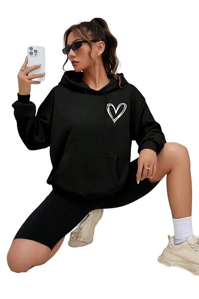 BENROMA Oversize Heart Printed Sweat