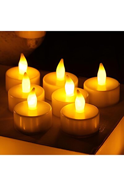 Elfora Pilli Mum Ledli Tealight Mum Işıklı Dumansız Alevli Sarı Led Mum Pilli...