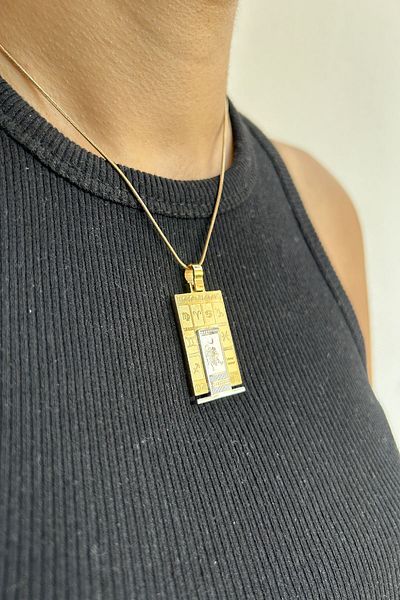 axexuar 316L REAL STEEL GOLD YELLOW ZODIAC HOROSCOPE NECKLACE WOMEN MEN'S TABLET MEDALION NECKLACE UNTARKEN