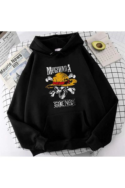 Touz Moda Φούτερ με στάμπα μαύρο Unisex Oversize με κουκούλα
