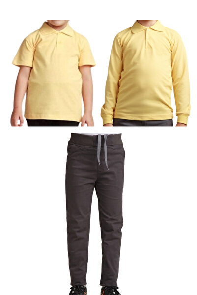 Yakalaa Унісекс діти ребро талія білизна шкільні штани поло комір комір з кор...