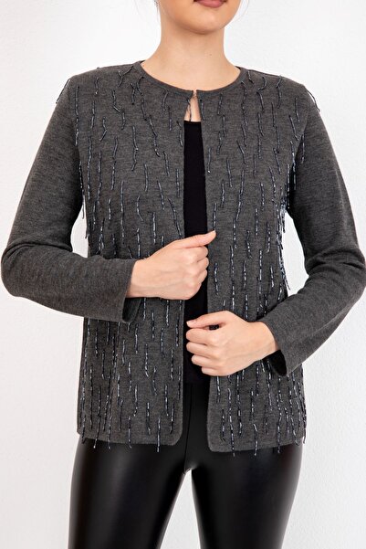 trikobis BEADS FRINGE EMBROIDERY DETAIL SPECIAL DESIGN Knitwear Cardigan