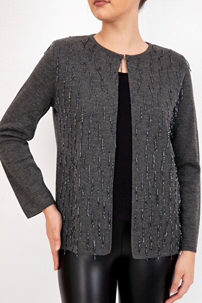 trikobis BEADS FRINGE EMBROIDERY DETAIL SPECIAL DESIGN Knitwear Cardigan