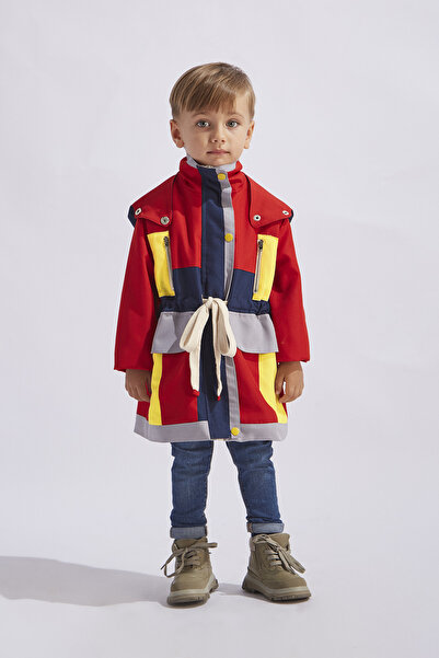 hoQuspoQus Erkek Çocuk Renkli Trençkot