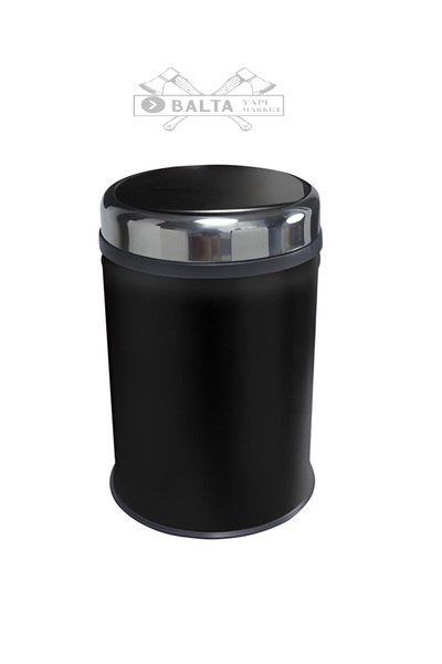Genel Markalar Döner Kapaklı Pratik Çöp Kovası 8 LT Siyah Paslanmaz Banyo Tuv...