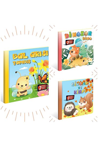 Kids Babies 3 Boyutlu, Hareketli Kitaplar "3'lü Set" Pop-up Kitap Bal arısı-D...