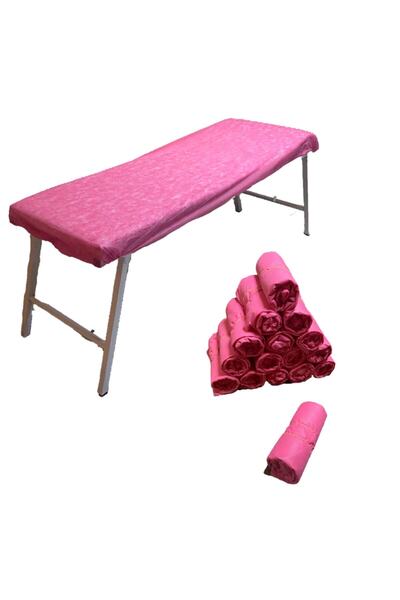 Lina tekstil tasarım pembe RENKLİ Sedye Örtüsü Lastikli 10 Ad