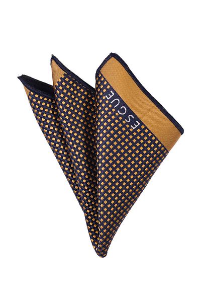 Esgue Yellow Navy Blue Patterned Collar Pocket Handkerchief