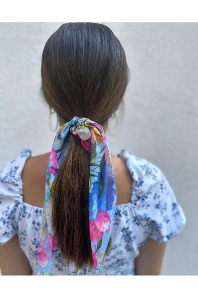 Elvinege Aksesuar Chiffon Patterned Scarf Buckle