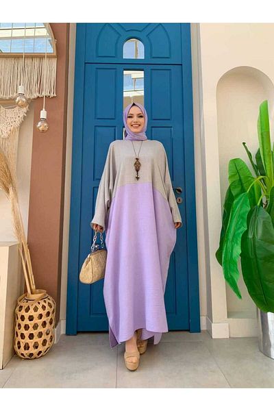Bym Fashion Dress With Two Coloured Scarf Necklace 3804 Gray