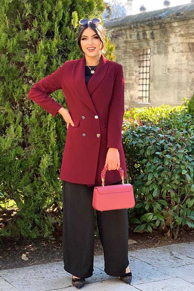 Bym Fashion Μπουφάν με λεπτομέρεια με κουμπιά Pocket Look 7660 Claret Red