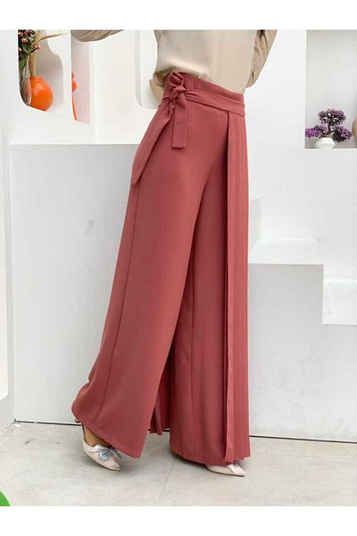 Bym Fashion Pleated Separate Tied Piece Detailed Trouser Skirt 0274 Dried Rose