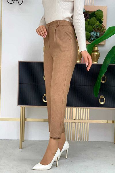 Bym Fashion Παντελόνι μολύβι με λεπτομερή τσέπη με φερμουάρ 0255 μαύρισμα