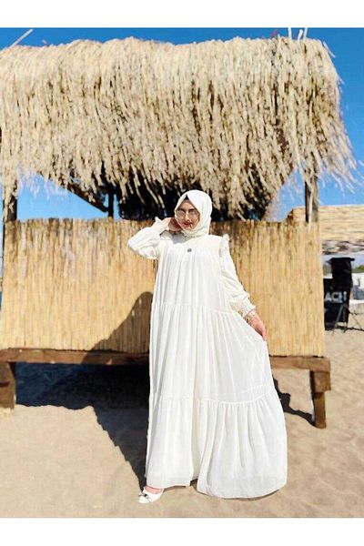 Bym Fashion Φόρεμα με φαρδιά γραμμή 3511 εκρού
