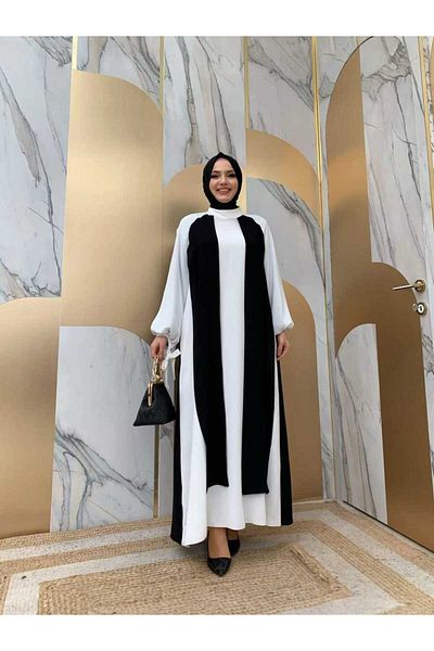 Bym Fashion Δίχρωμο Φόρεμα με λεπτομέρεια μπαλόνι 3799 Μαύρο