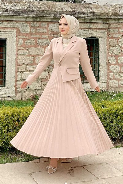 Bym Fashion Φούστα με πτυχωτό φόρεμα 3700 Stone