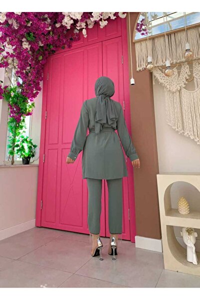 Bym Fashion Tassel Detailed Tunic Trousers Double Set 8424 Mint