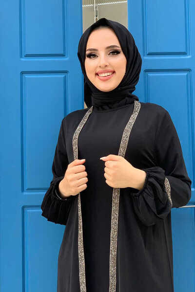 Bym Fashion Πέτρινη φόρεμα Abaya Zero Sleeve 3657 Μαύρο