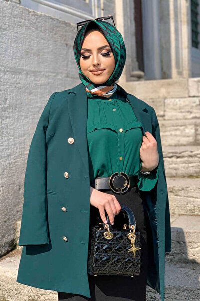 Bym Fashion Μπουφάν με επένδυση με κουμπιά 7665 Emerald