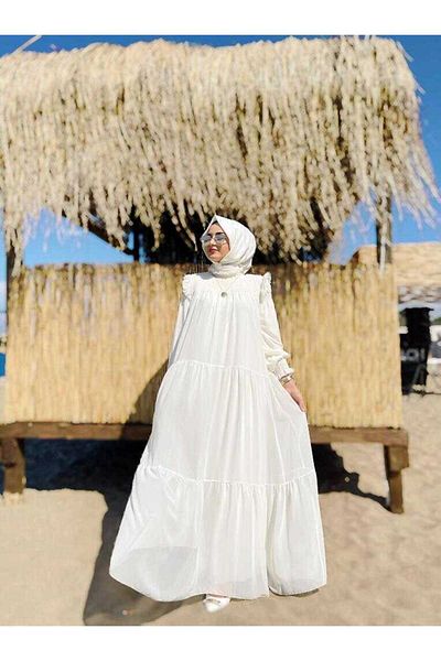 Bym Fashion Φόρεμα με φαρδιά γραμμή 3511 εκρού