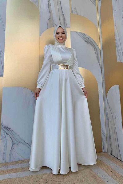Bym Fashion Brustteil, gefaltetes Banddetail, Taillengürtel, Zubehör für Abendkleid 3792 Ecru