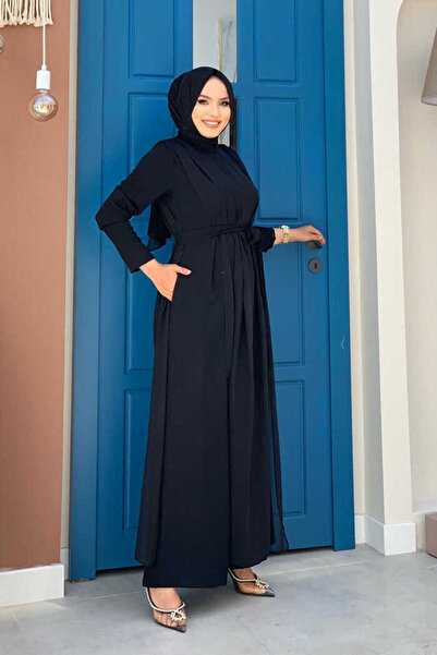 Bym Fashion Ολόσωμη φόρμα με ζώνη σιφόν λεπτομέρεια 3330 μαύρη