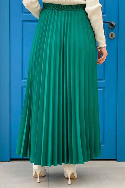 Bym Fashion Ελαστική φούστα μέσης πλισέ 1178 Emerald