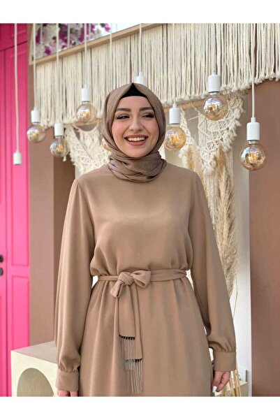 Bym Fashion Tassel Detailed Tunic Trousers Double Set 8424 Tan